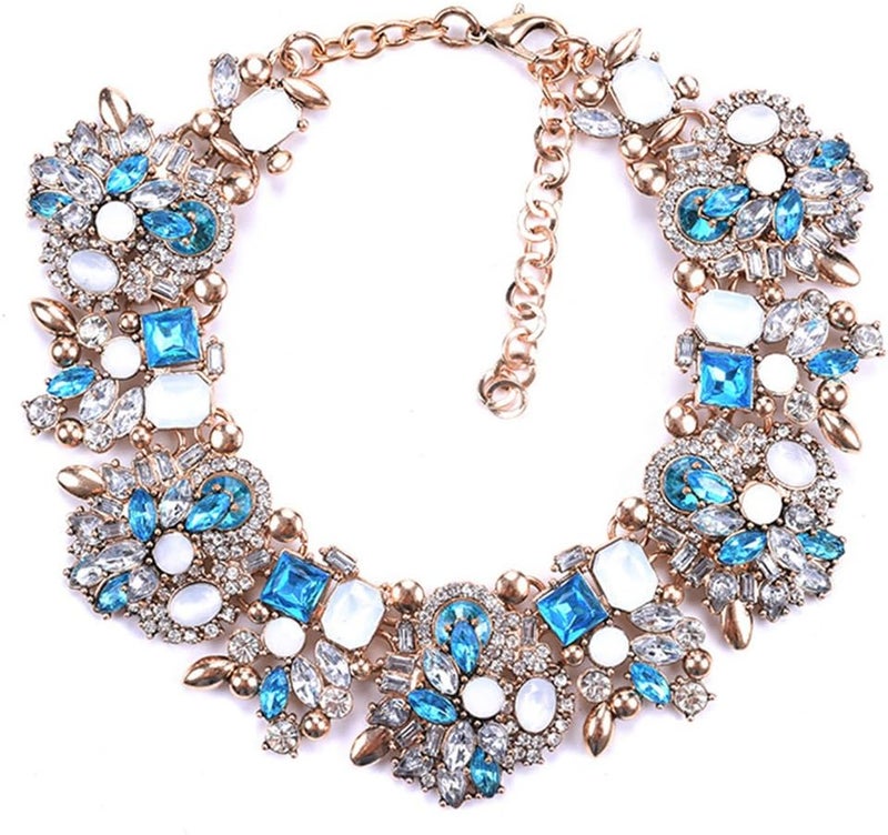 Zthread Bib Statement Necklace Colorful Glass Crystal Collar Choker Necklace for Women Fashion Accessories - Image 1